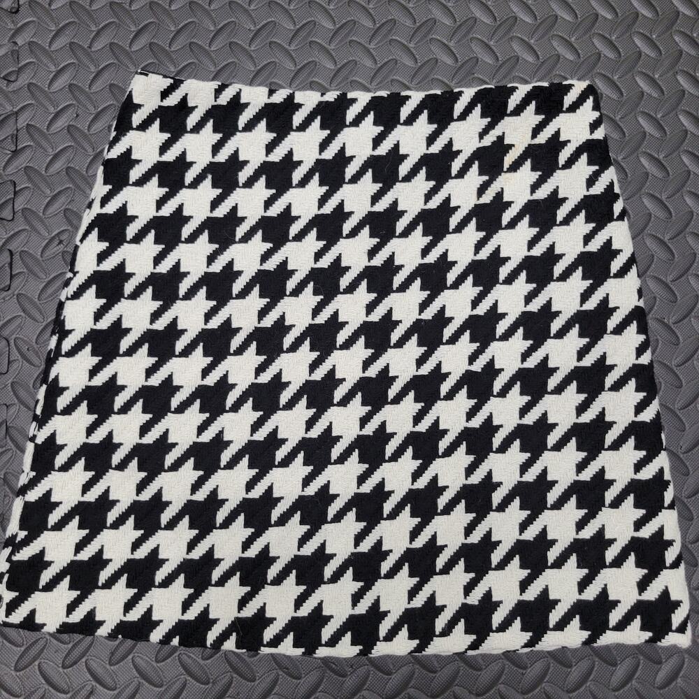 Goodnight Macaroon Houndstooth Mini Skirt Womens Small Black White Tweed Lined